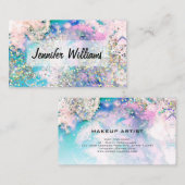 ホログラフィックグリッターウォーターカラーエレガントパステル 名刺 (正面/裏面)