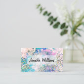 ホログラフィックグリッターウォーターカラーエレガントパステル 名刺 (スタンド正面)