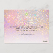 ホログラフィックグリッターグラムエレガントスパークルサンキュー ポストカード (裏面)