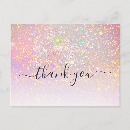 ホログラフィックグリッターグラムエレガントスパークルサンキュー ポストカード (正面)