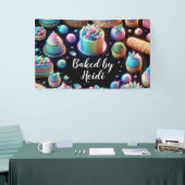 ホログラフィックグリッターケーキとスイーツベーカリー 横断幕 (トレードショー)