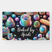 ホログラフィックグリッターケーキとスイーツベーカリー 横断幕 (横)