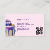 ホログラフィックグリッターケーキホームメイドカップケーキQRコード 名刺 (裏面)