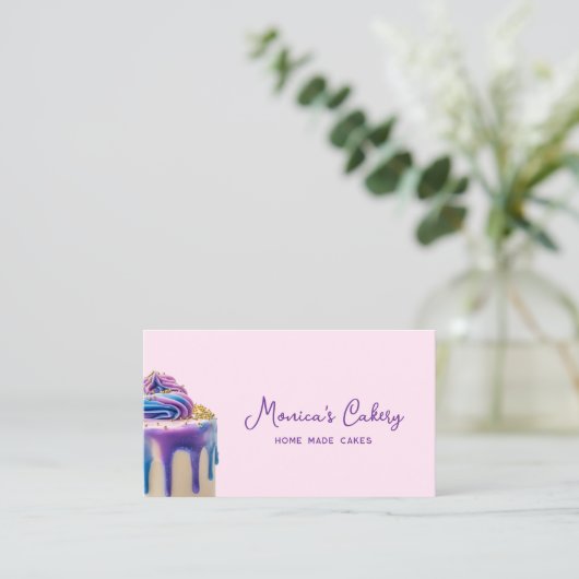 ホログラフィックグリッターケーキホームメイドカップケーキQRコード 名刺 (スタンド正面)