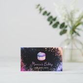 ホログラフィックグリッターケーキホームメイドカップケーキQRコード 名刺 (スタンド正面)