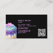 ホログラフィックグリッターケーキホームメイドカップケーキQRコード 名刺 (裏面)