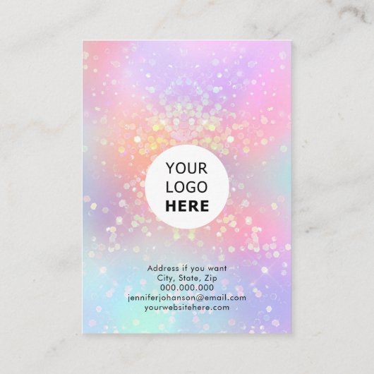ホログラフィックグリッタージュエリーホルダーイヤリングパステル 名刺 (裏面)