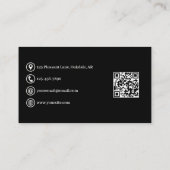 ホログラフィックグリッターティール（緑がかった色）とブラックモダン 名刺 (裏面)