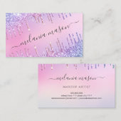 ホログラフィックグリッタードリップスメイクアップアーティストサロンシック 名刺 (正面/裏面)