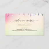 ホログラフィックグリッタードリップスメイクアップアーティストサロンピンク 名刺 (裏面)