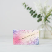 ホログラフィックグリッタードリップスメイクアップアーティストサロンピンク 名刺 (スタンド正面)