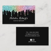 ホログラフィックグリッタードリップスメイクアップアーティストサロン 名刺 (正面/裏面)