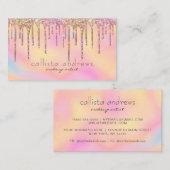 ホログラフィックグリッタードリップスレインボーメイクアップアーティスト 名刺 (正面/裏面)