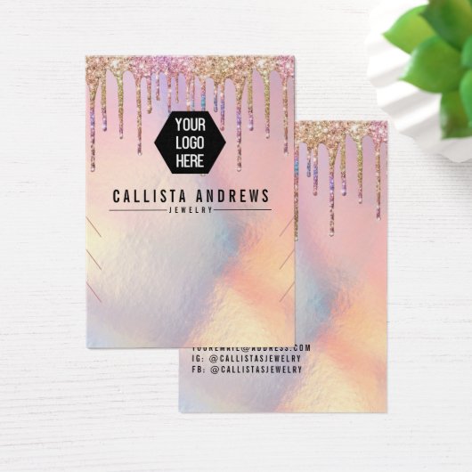 ホログラフィックグリッタードリップスロゴネックレスディスプレイ (デスク)