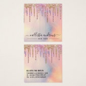 ホログラフィックグリッタードリップヘアクリップ表示カード (正面&裏面)