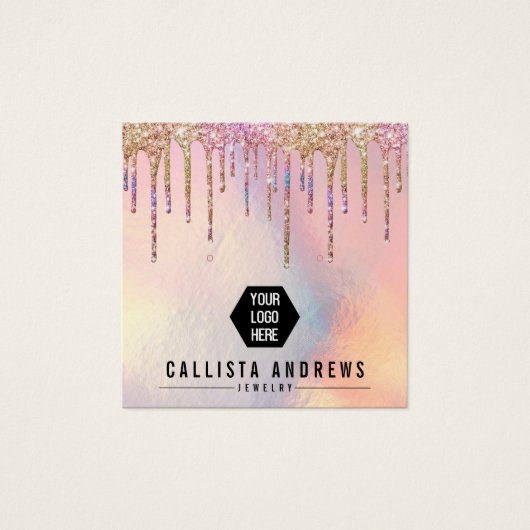 ホログラフィックグリッタードリップロゴイヤリングディスプレイカード (正面)