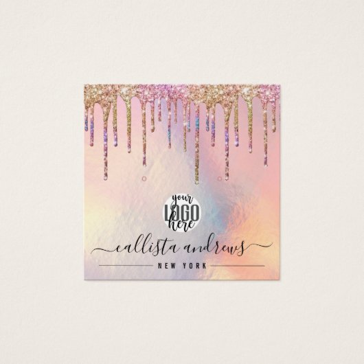 ホログラフィックグリッタードリップロゴイヤリングディスプレイ (正面)