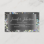 ホログラフィックグリッターネイルサロンエレガントブラックシック 名刺 (裏面)