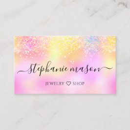 ホログラフィックグリッターパステルガーリービジネスカード コーリングカード
