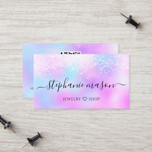 ホログラフィックグリッターパステルQRコードガーリー コーリングカード (正面/裏面インサイチュ)