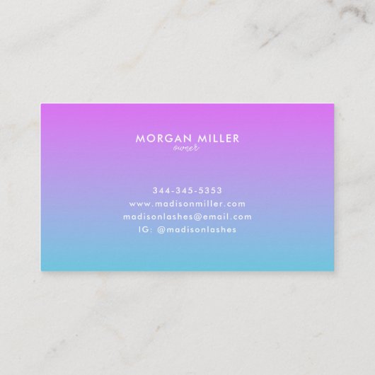 ホログラフィックグリッターパープルブルーグラデーションモノグラム 名刺 (裏面)