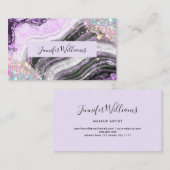 ホログラフィックグリッターピンクフォイルパープルアメジスト 名刺 (正面/裏面)