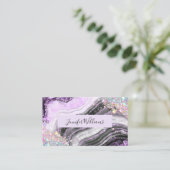 ホログラフィックグリッターピンクフォイルパープルアメジスト 名刺 (スタンド正面)