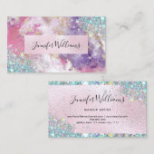 ホログラフィックグリッターピンクホイルパープルウォーター色 名刺 (正面/裏面)