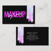 ホログラフィックグリッターブラシメイクアップアーティストブラック 名刺 (正面/裏面)