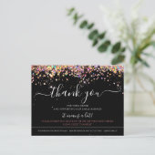 ホログラフィックグリッターブラックエレガントサンキューカード ポストカード (スタンド正面)