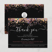 ホログラフィックグリッターブラックエレガントサンキューカード ポストカード (正面/裏面)