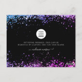 ホログラフィックグリッターブラックエレガントサンキューカード ポストカード (裏面)