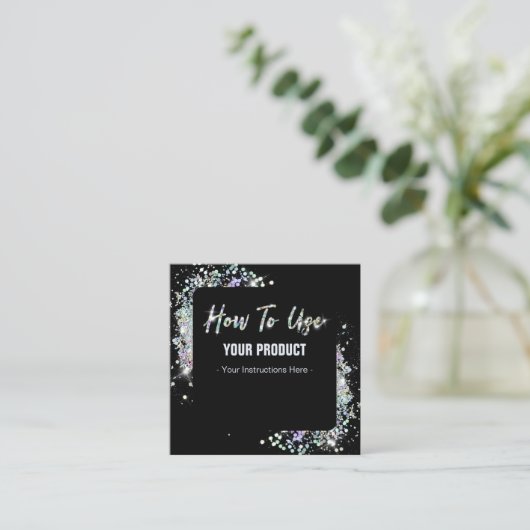 ホログラフィックグリッターブラック命令の使い方 スクエア名刺 (スタンド正面)