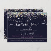 ホログラフィックグリッターブルーエレガントサンキューカード ポストカード (正面/裏面)