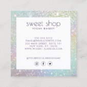 ホログラフィックグリッターベーカリー、スイーツ スクエア名刺 (裏面)