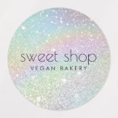 ホログラフィックグリッターベーカリー、スイーツ ラベル (デザイン1)