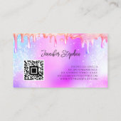 ホログラフィックグリッターポリッシュスプラッシュ爪、 ネイルQRコード 名刺 (裏面)