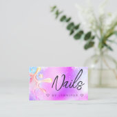 ホログラフィックグリッターポリッシュスプラッシュ爪、 ネイルQRコード 名刺 (スタンド正面)