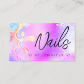 ホログラフィックグリッターポリッシュスプラッシュ爪、 ネイルQRコード 名刺 (正面)