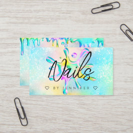 ホログラフィックグリッターポーランドスプラッシュドリップ爪、 ネイル 名刺