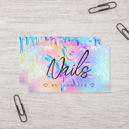 ホログラフィックグリッターポーランドスプラッシュドリップ爪、 ネイル 名刺