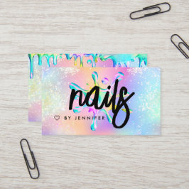 ホログラフィックグリッターポーランドスプラッシュドリップ爪、 ネイル 名刺