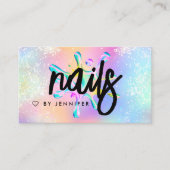 ホログラフィックグリッターポーランドスプラッシュドリップ爪、 ネイル 名刺 (正面)