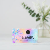 ホログラフィックグリッターポーランド爪、 ネイルQRコードロゴ 名刺 (スタンド正面)