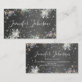 ホログラフィックグリッターメイクアップアーティスエレガントトブラック 名刺 (正面/裏面)