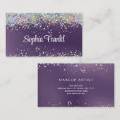 ホログラフィックグリッターメイクアップアーティストエレガントパープル 名刺 (正面/裏面)