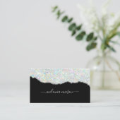 ホログラフィックグリッターメイクアップアーティストシルバーブラック 名刺 (スタンド正面)