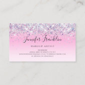 ホログラフィックグリッターメイクアップアーティストスクリプトピンク 名刺 (裏面)