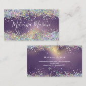 ホログラフィックグリッターメイクアップアーティストパープルエレガント 名刺 (正面/裏面)