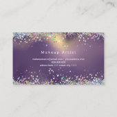 ホログラフィックグリッターメイクアップアーティストパープルエレガント 名刺 (裏面)